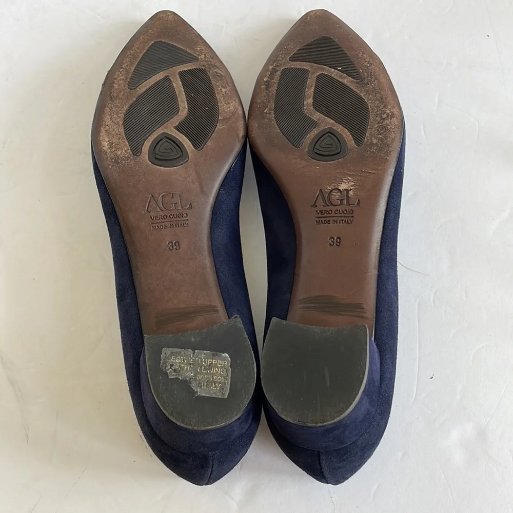 AGL navy blue suede point toe heels size 39